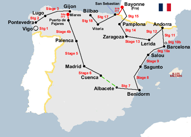 Vuelta a Espana 1965 Map